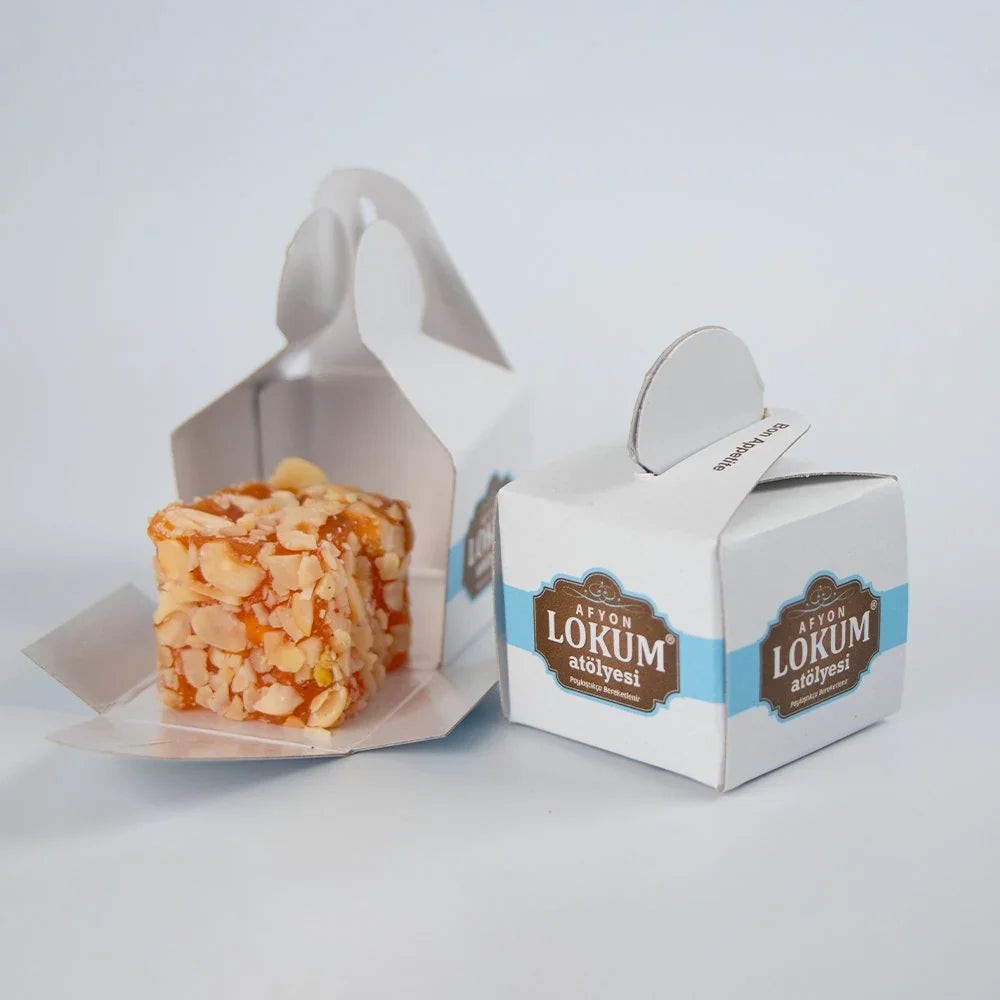 Lokum Atolyesi | Orange Flavored Turkish Delight Covered with Hazelnuts (In 10 Single Boxes)