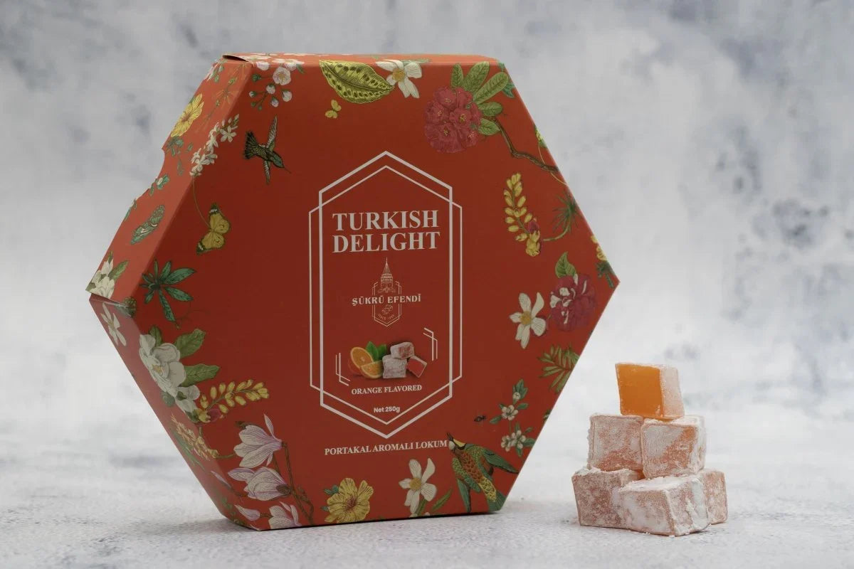 Sukru Efendi 1935 | Turkish Delight Hexagonal Box Orange Flavored